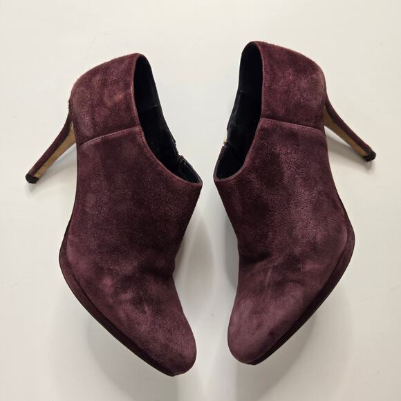 LK Bennett Doris Ankle Zip Booties Stiletto Suede Burgundy Women 39 EU - Picture 5 of 9